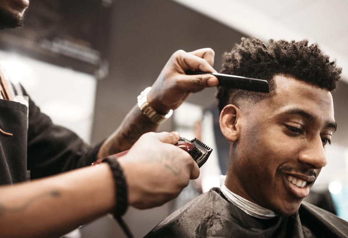 Barber appointment scene